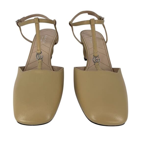 Gucci Nappa Leather T-Strap Marmont Double G Sand Slingback 37 - Picture 9 of 16